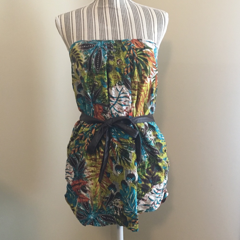 Multi color swim cover with faux leather belt